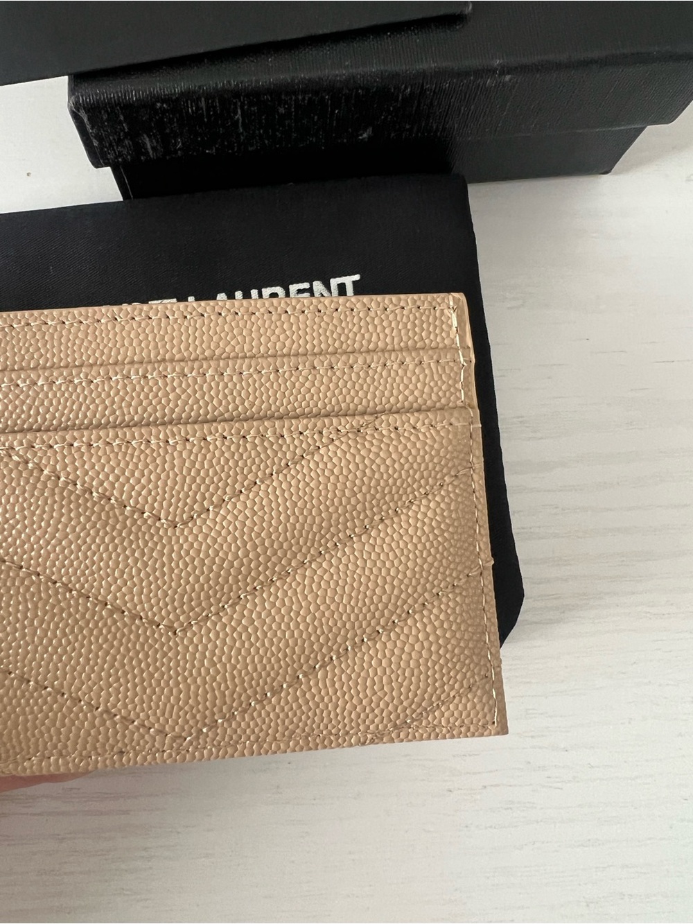 Saint Laurent Beige Leather YSL Logo Card Case - Picture 7 of 11